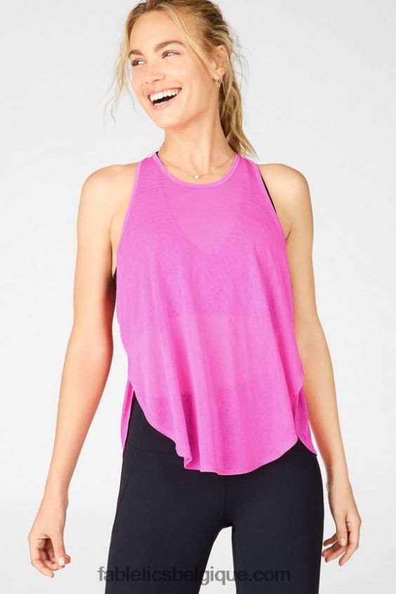 débardeur à soutien-gorge intégré ryan femmes Fabletics 404P0T2382 rose fluo/noir