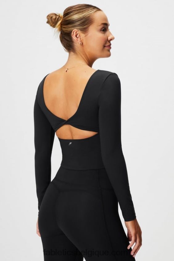 haut à manches longues avec soutien-gorge intégré oasis twist femmes Fabletics 404P0T2197 noir