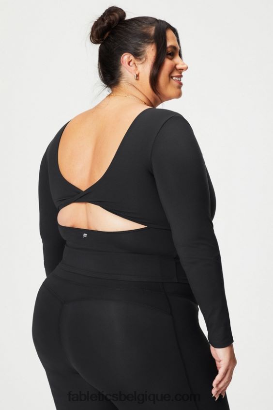 haut à manches longues avec soutien-gorge intégré oasis twist femmes Fabletics 404P0T2198 noir