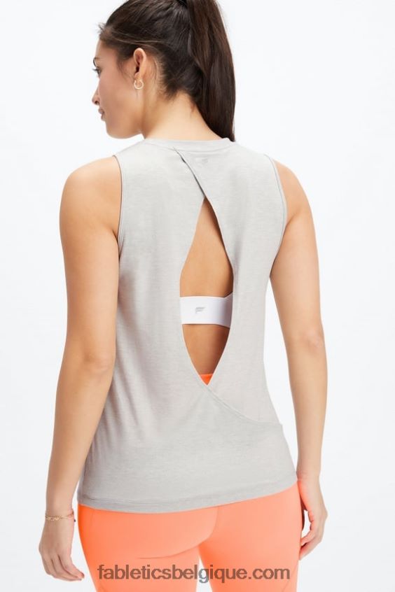 réservoir arrière ouvert dry-flex femmes Fabletics 404P0T2126 gris clair chiné