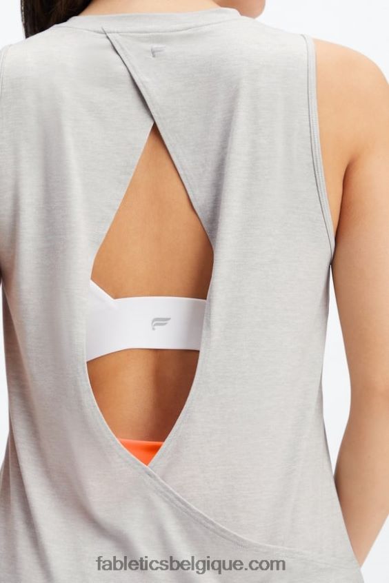 réservoir arrière ouvert dry-flex femmes Fabletics 404P0T2126 gris clair chiné