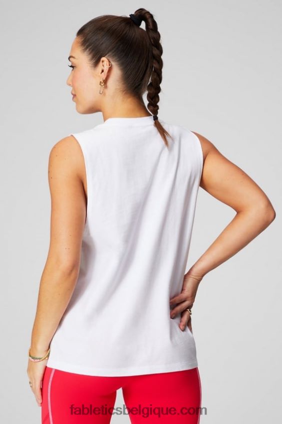 réservoir musculaire mica femmes Fabletics 404P0T2170 graphique classique blanc/drapeau