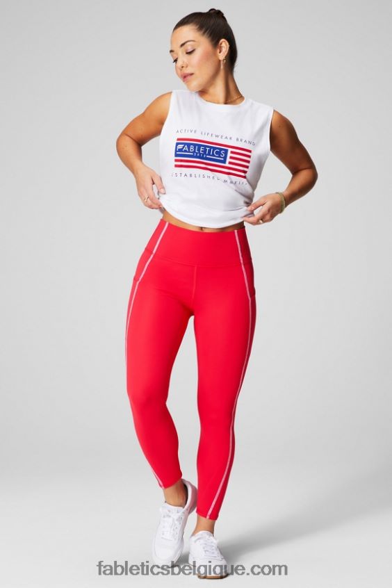 réservoir musculaire mica femmes Fabletics 404P0T2170 graphique classique blanc/drapeau