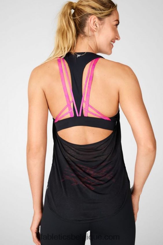 soutien-gorge intégré boost femmes Fabletics 404P0T2385 teinture cravate noire/rose
