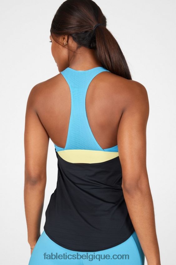 soutien-gorge intégré éco-responsable femmes Fabletics 404P0T2401 noir/céruléen clair/crème de citron