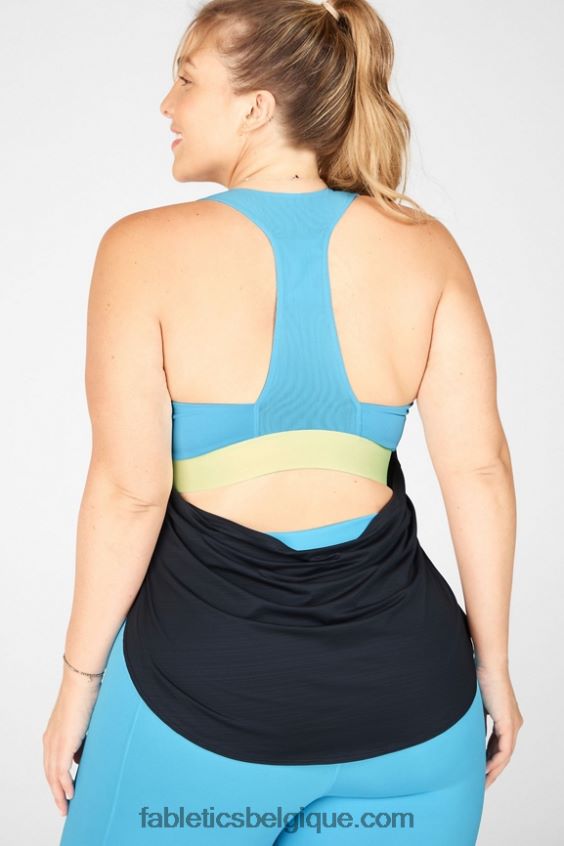 soutien-gorge intégré éco-responsable femmes Fabletics 404P0T2402 noir/céruléen clair/crème de citron