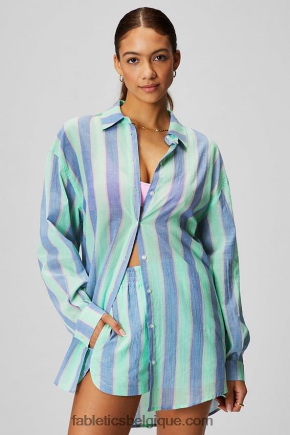 chemise oversize en voile de coton femmes Fabletics 404P0T2585 bande de villégiature