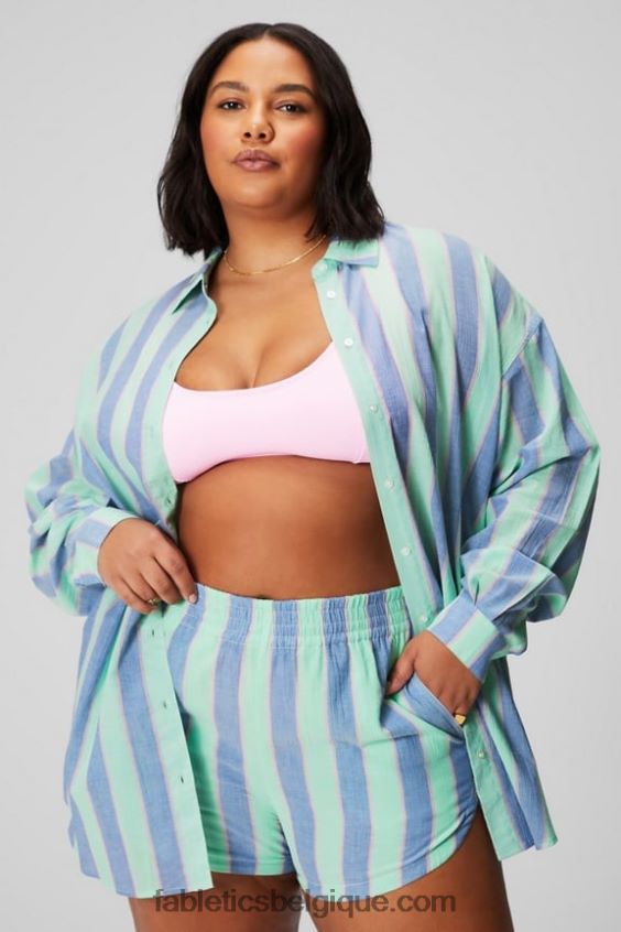 chemise oversize en voile de coton femmes Fabletics 404P0T2586 bande de villégiature