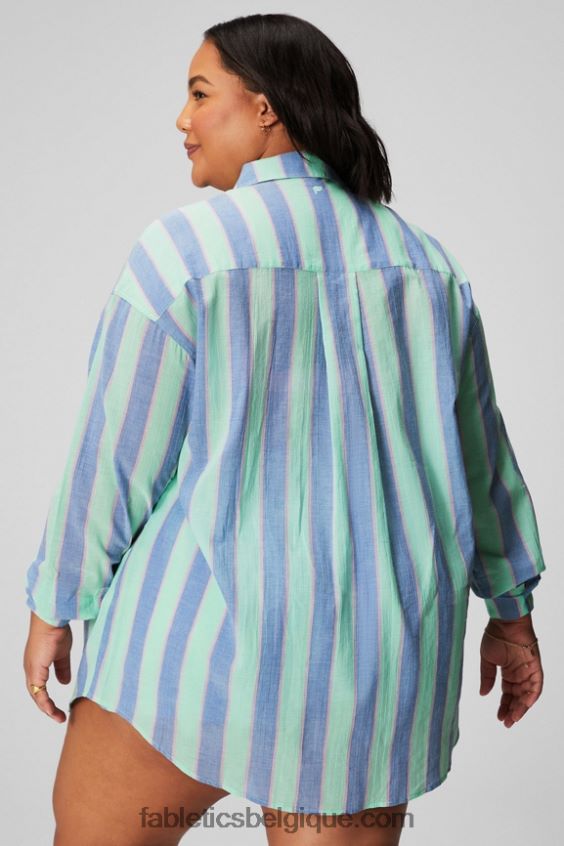 chemise oversize en voile de coton femmes Fabletics 404P0T2586 bande de villégiature