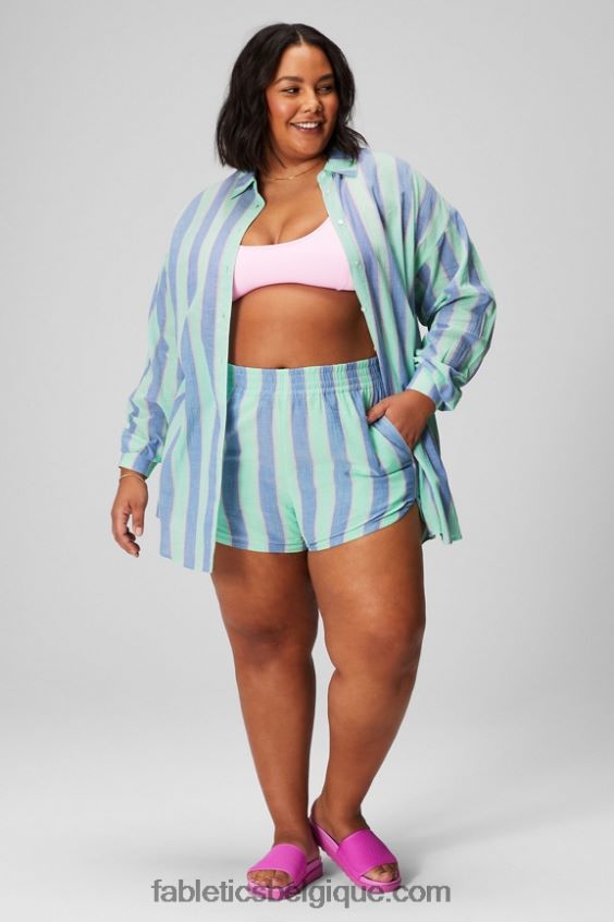 chemise oversize en voile de coton femmes Fabletics 404P0T2586 bande de villégiature