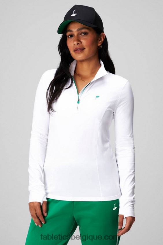 couche intermédiaire à demi-zip phoenix femmes Fabletics 404P0T2579 blanc classique/graphique