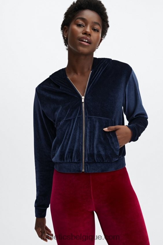 donna sweat à capuche en velours femmes Fabletics 404P0T2504 bleu marine profond
