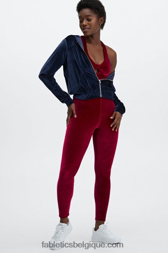 donna sweat à capuche en velours femmes Fabletics 404P0T2504 bleu marine profond