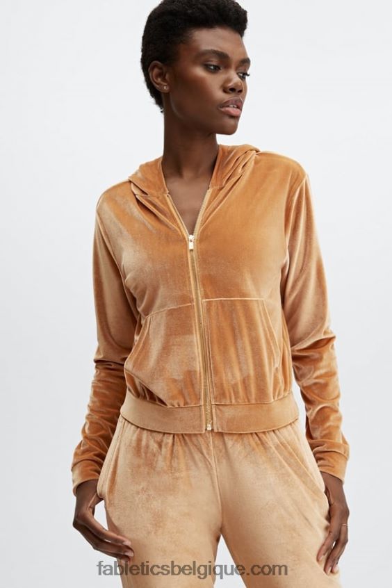donna sweat à capuche en velours femmes Fabletics 404P0T2505 miel léger