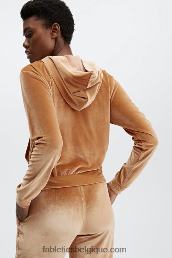 donna sweat à capuche en velours femmes Fabletics 404P0T2505 miel léger