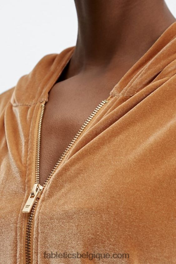 donna sweat à capuche en velours femmes Fabletics 404P0T2505 miel léger