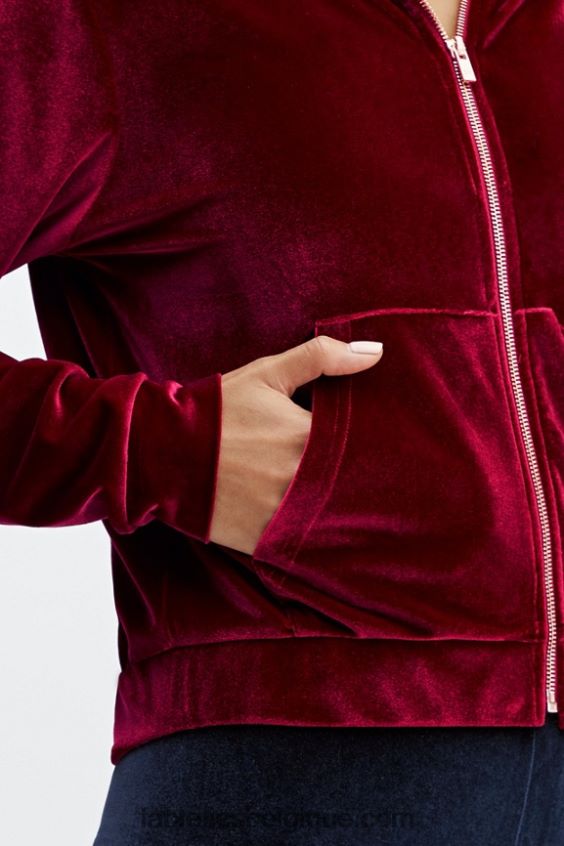 donna sweat à capuche en velours femmes Fabletics 404P0T2508 éclat de cerise