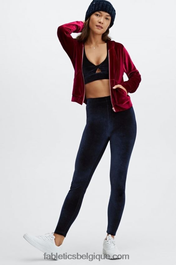 donna sweat à capuche en velours femmes Fabletics 404P0T2508 éclat de cerise