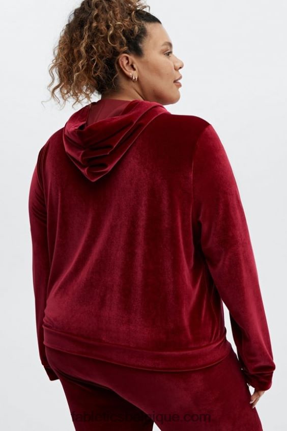 donna sweat à capuche en velours femmes Fabletics 404P0T2509 éclat de cerise