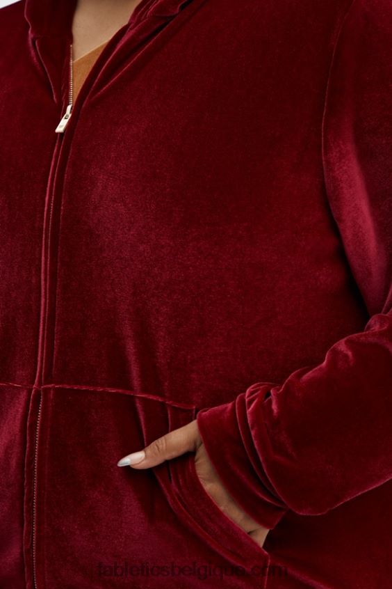 donna sweat à capuche en velours femmes Fabletics 404P0T2509 éclat de cerise