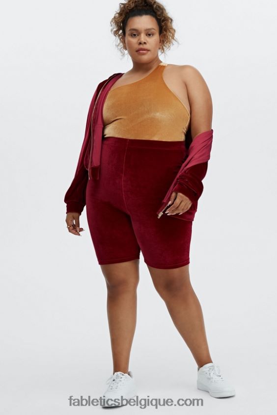 donna sweat à capuche en velours femmes Fabletics 404P0T2509 éclat de cerise