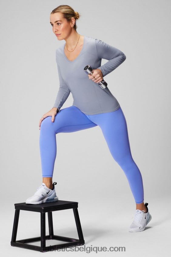 haut à manches longues en plumes femmes Fabletics 404P0T2576 gris chiné classique