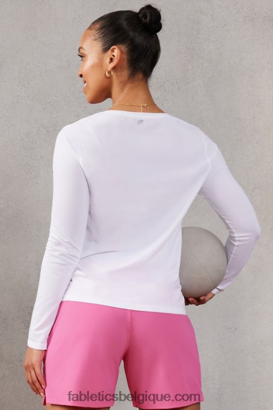 haut à manches longues en plumes femmes Fabletics 404P0T2577 blanc classique