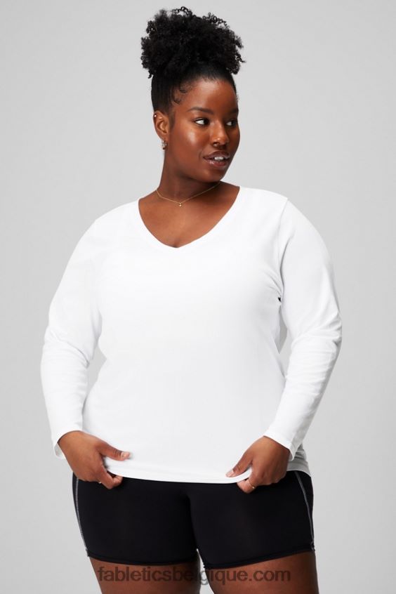 haut à manches longues en plumes femmes Fabletics 404P0T2578 blanc classique