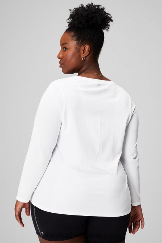 haut à manches longues en plumes femmes Fabletics 404P0T2578 blanc classique