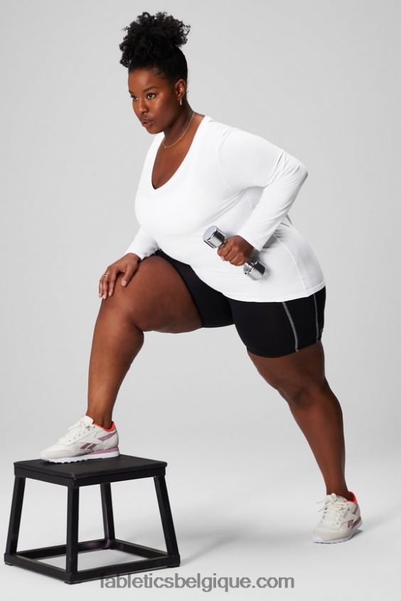 haut à manches longues en plumes femmes Fabletics 404P0T2578 blanc classique