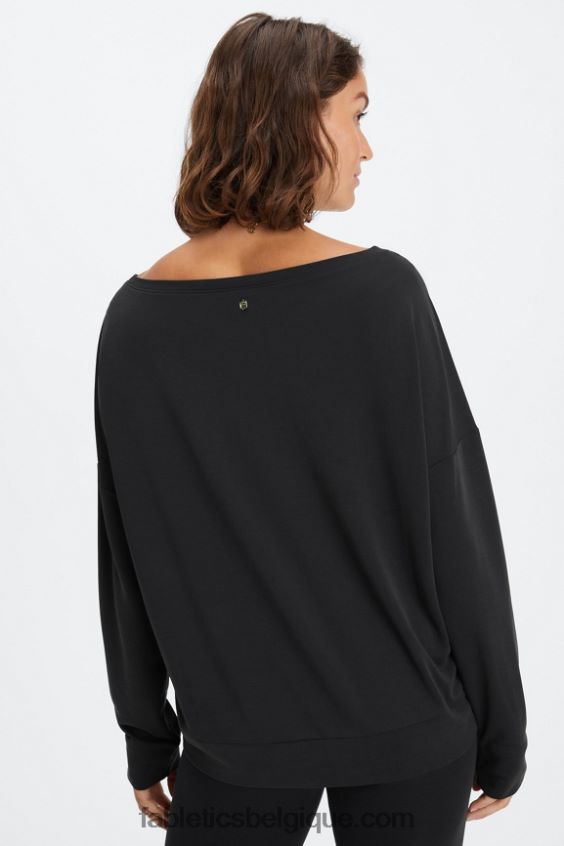 pull à encolure bateau en maille éco-élégante femmes Fabletics 404P0T2436 noir