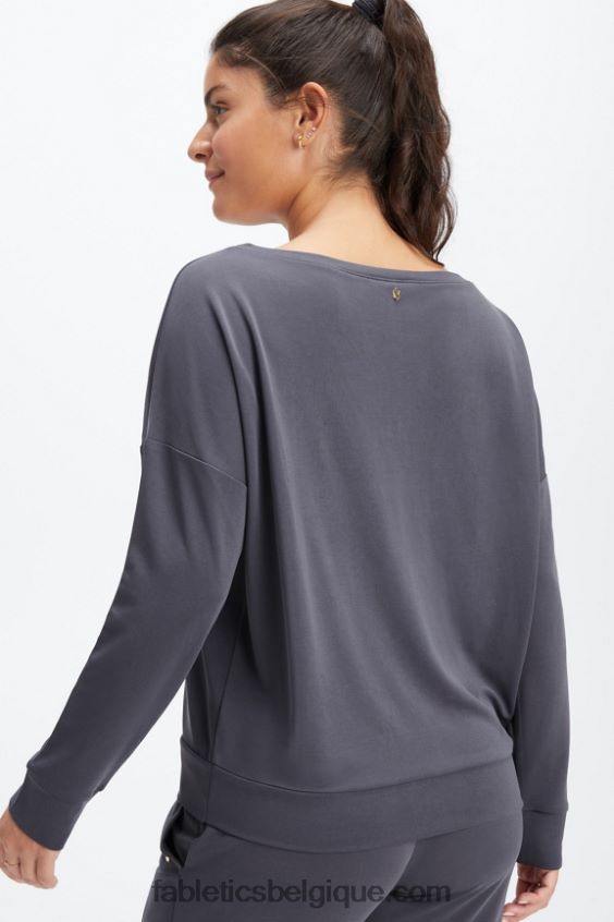 pull à encolure bateau en maille éco-élégante femmes Fabletics 404P0T2437 étain