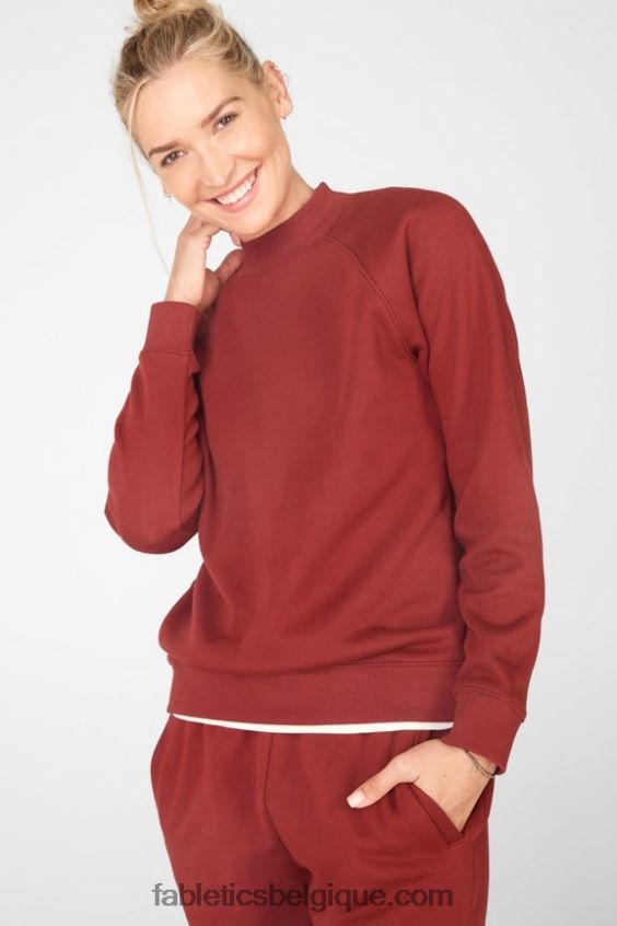 pull james à manches longues femmes Fabletics 404P0T2540 rouge ombrie