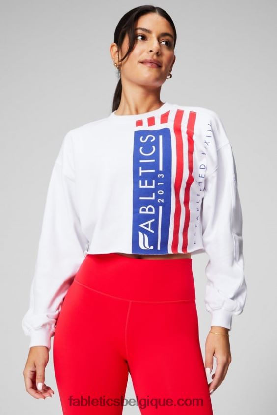 ras du cou court femmes Fabletics 404P0T2433 blanc classique/graphique