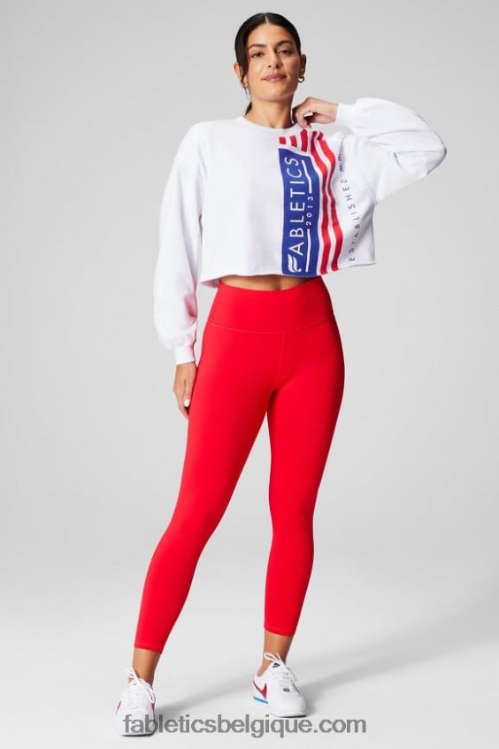 ras du cou court femmes Fabletics 404P0T2433 blanc classique/graphique