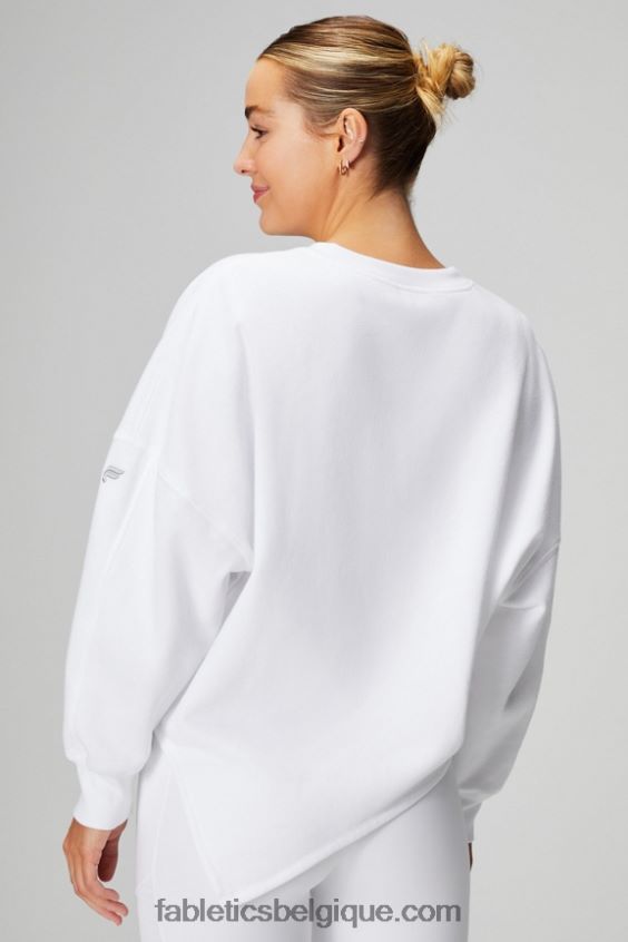 sweat asymétrique en polaire forever femmes Fabletics 404P0T2461 blanc classique/gris minéral