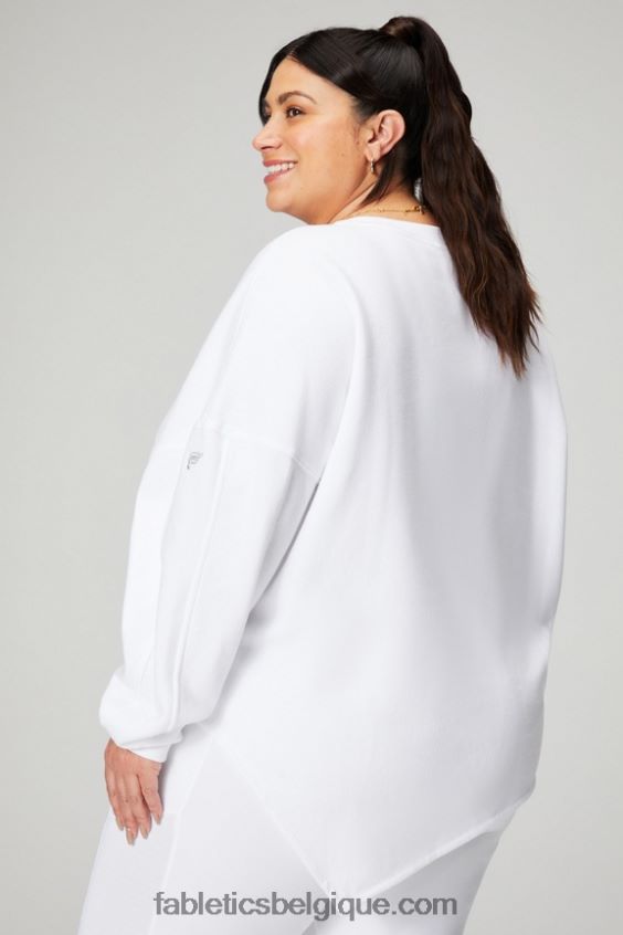 sweat asymétrique en polaire forever femmes Fabletics 404P0T2462 blanc classique/gris minéral