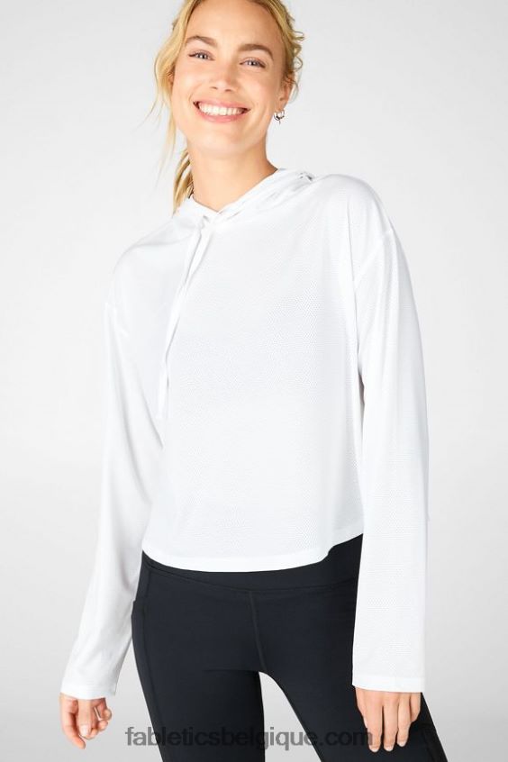 sweat à capuche court Kaia femmes Fabletics 404P0T2561 blanc