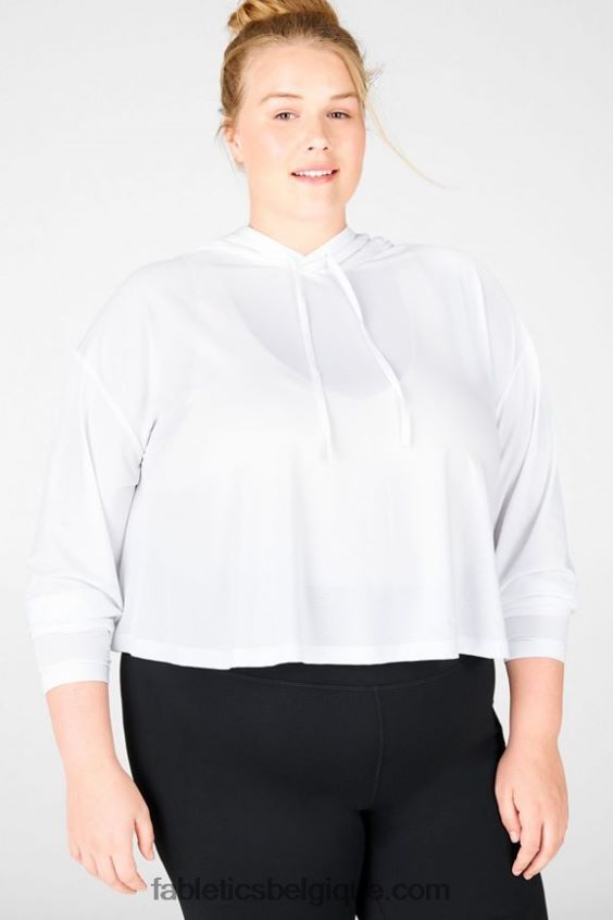sweat à capuche court Kaia femmes Fabletics 404P0T2562 blanc