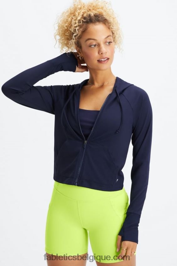 sweat à capuche court Oasis femmes Fabletics 404P0T2448 bleu marine profond