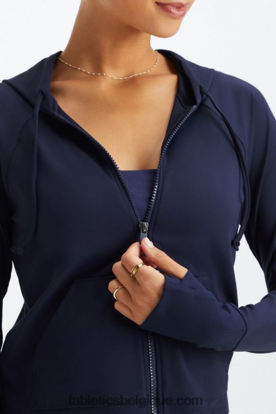 sweat à capuche court Oasis femmes Fabletics 404P0T2448 bleu marine profond