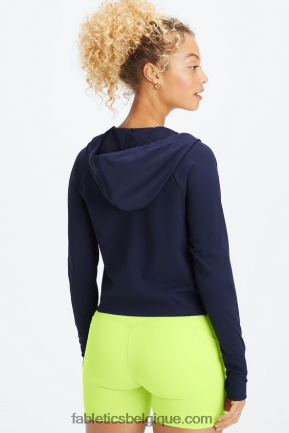 sweat à capuche court Oasis femmes Fabletics 404P0T2448 bleu marine profond