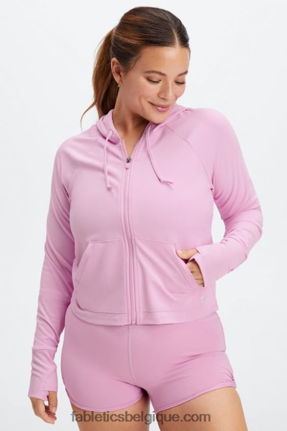 sweat à capuche court Oasis femmes Fabletics 404P0T2450 lilas brumeux