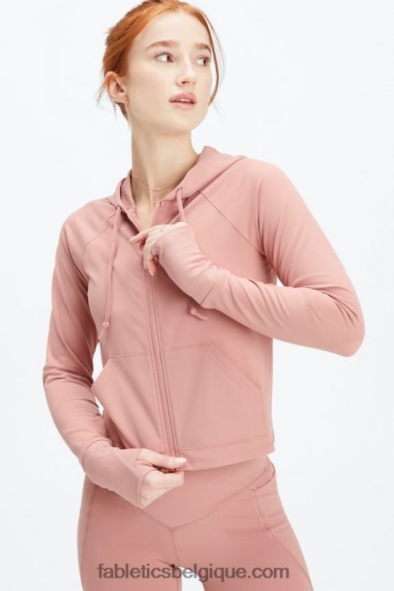 sweat à capuche court Oasis femmes Fabletics 404P0T2451 canyon rose