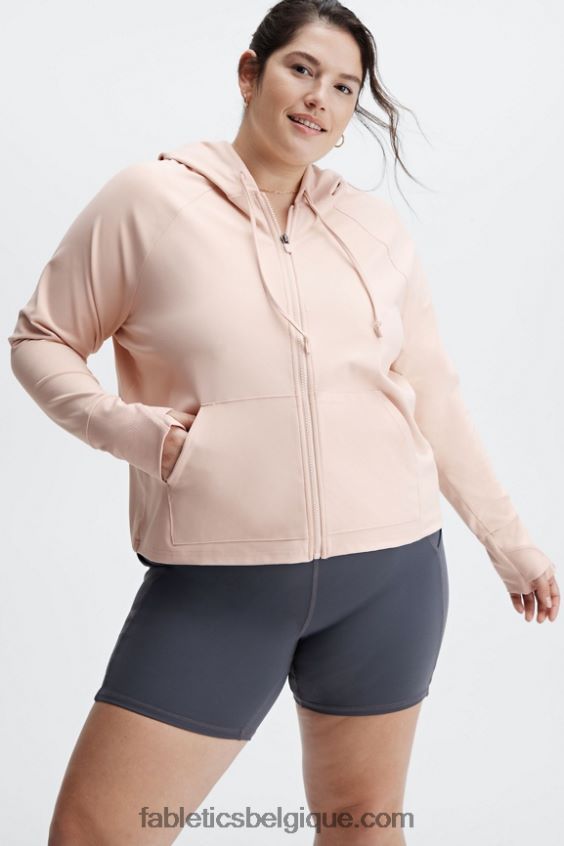sweat à capuche court Oasis femmes Fabletics 404P0T2453 sable
