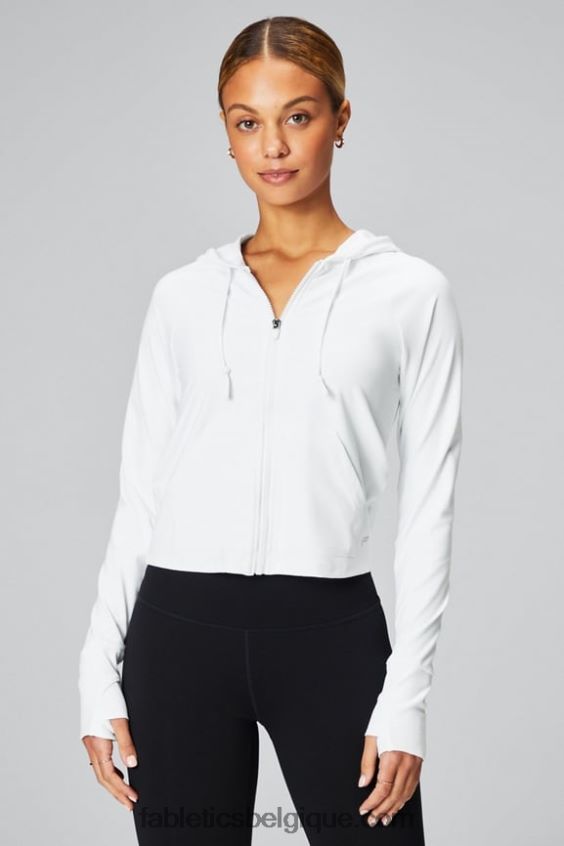sweat à capuche court Oasis femmes Fabletics 404P0T2459 blanc classique
