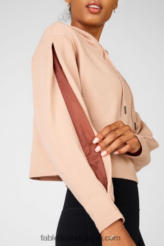 sweat à capuche court audrey femmes Fabletics 404P0T2557 bronze clair/terre