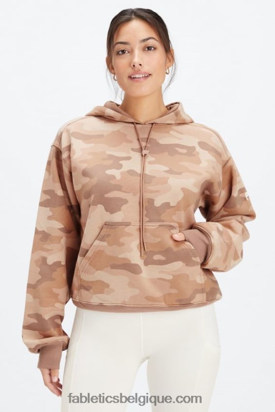 sweat à capuche en polaire pour toujours femmes Fabletics 404P0T2490 teddy large camo/latte