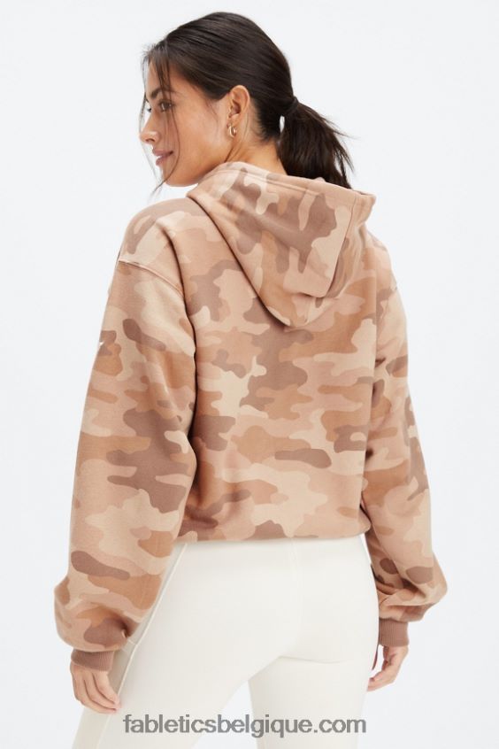 sweat à capuche en polaire pour toujours femmes Fabletics 404P0T2490 teddy large camo/latte