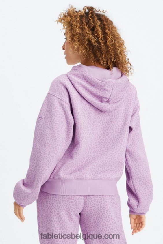 sweat à capuche en polaire pour toujours femmes Fabletics 404P0T2491 orchidée léopard bicolore/lavande chaude